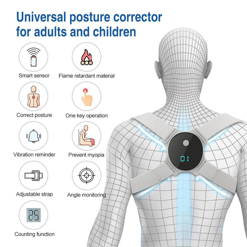 Correção LCD inteligente para adultos e crianças, ombro e costas postura corrector - DG_Importados